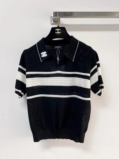 26ss Striped Polo Knit T-Shirt