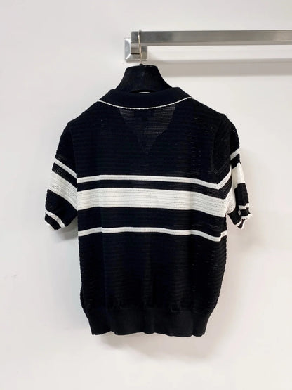 26ss Striped Polo Knit T-Shirt