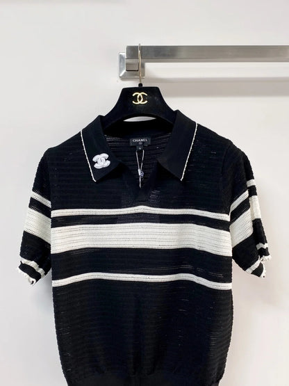 26ss Striped Polo Knit T-Shirt