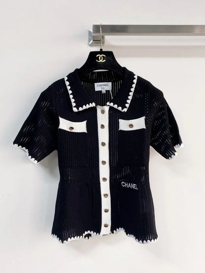 26ss Knitted Short-Sleeve Cardigan