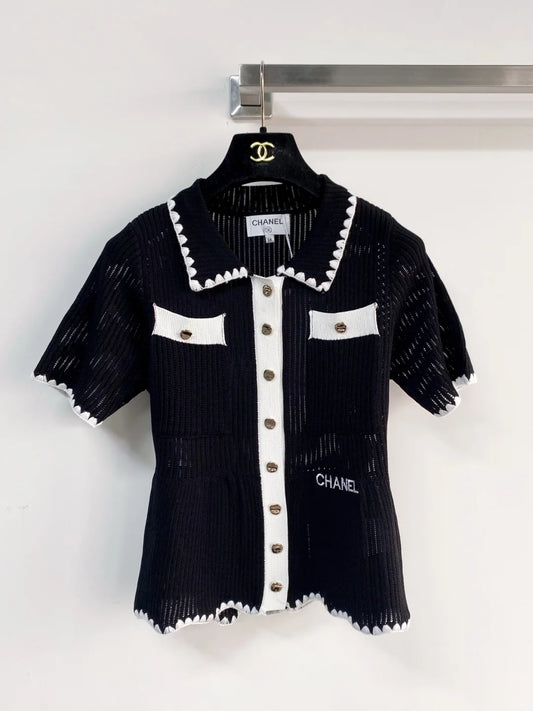 26ss Knitted Short-Sleeve Cardigan