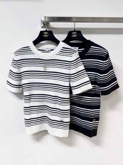 26ss striped knitted short sleeves