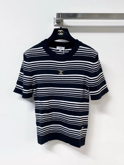 26ss striped knitted short sleeves