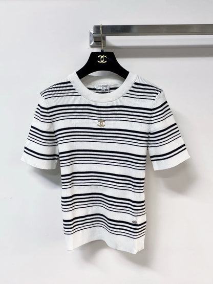 26ss striped knitted short sleeves
