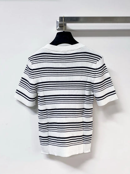 26ss striped knitted short sleeves