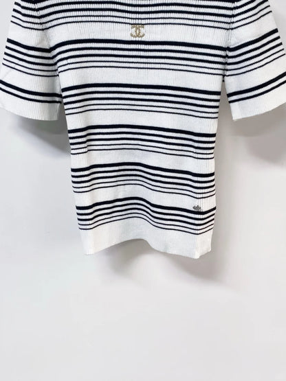 26ss striped knitted short sleeves