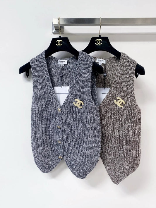26ss Tweed V-neck Sleeveless Vest