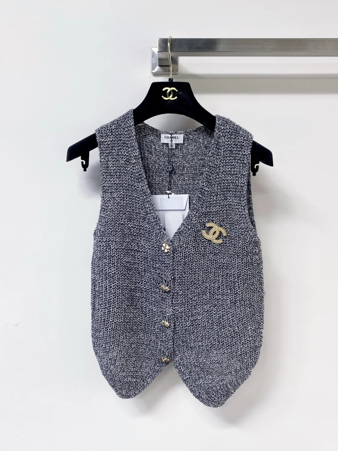 26ss Tweed V-neck Sleeveless Vest