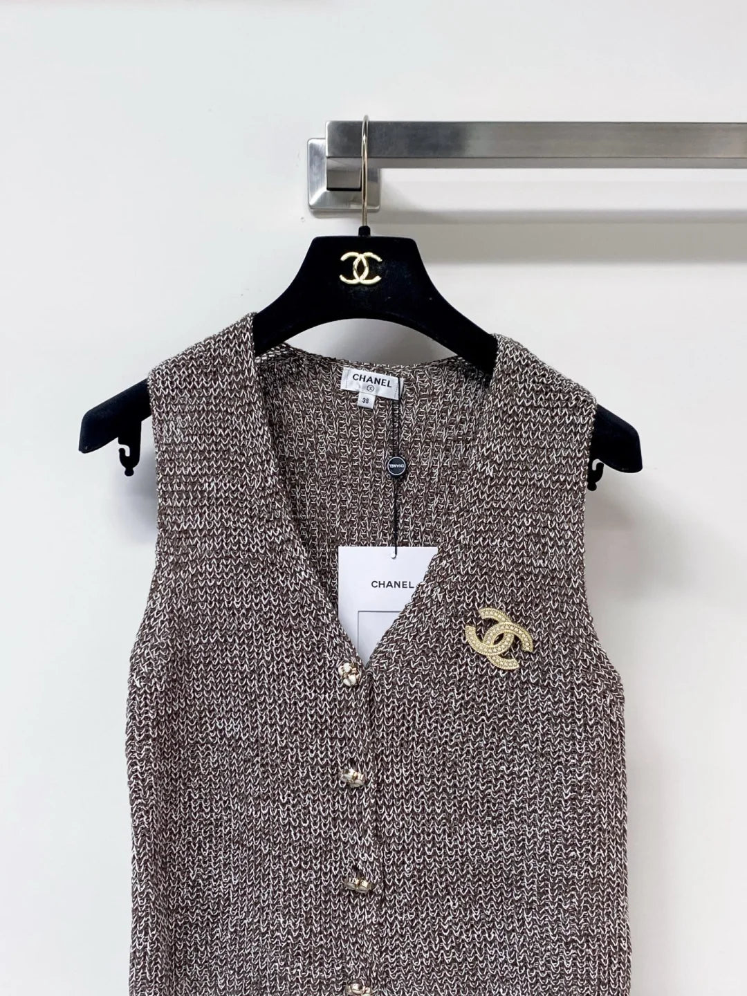 26ss Tweed V-neck Sleeveless Vest
