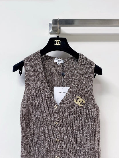 26ss Tweed V-neck Sleeveless Vest