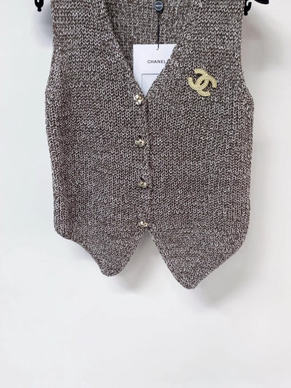 26ss Tweed V-neck Sleeveless Vest