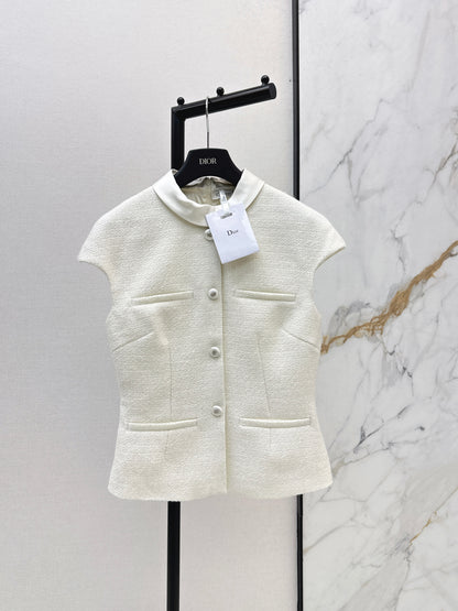 26ss Stand-up collar, fitted waist knitted top