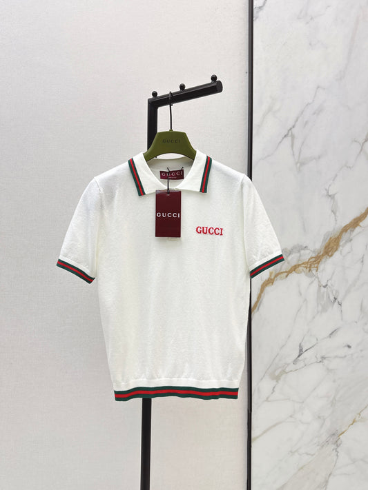 26ss Striped Collared Knit T-Shirt