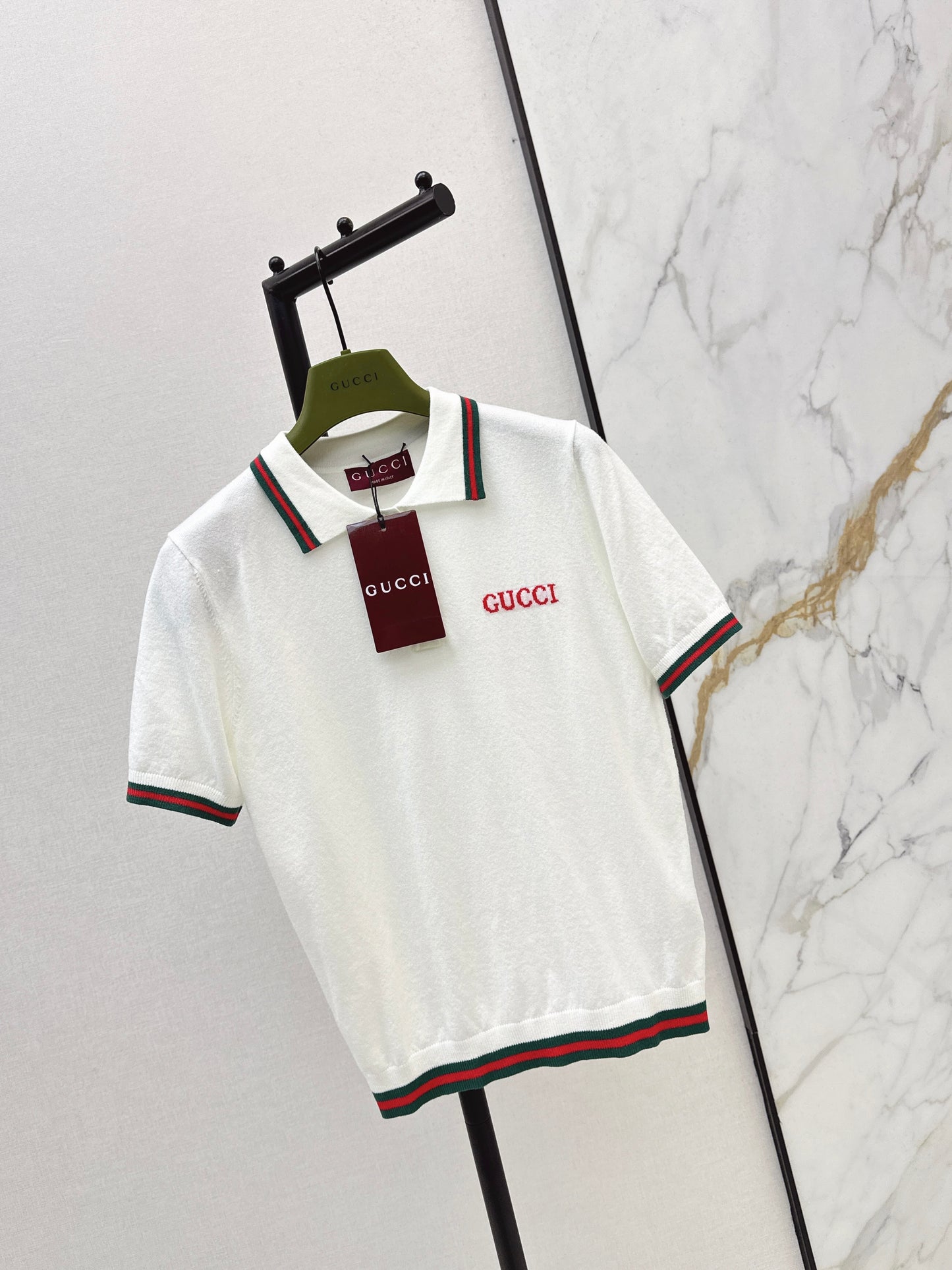 26ss Striped Collared Knit T-Shirt