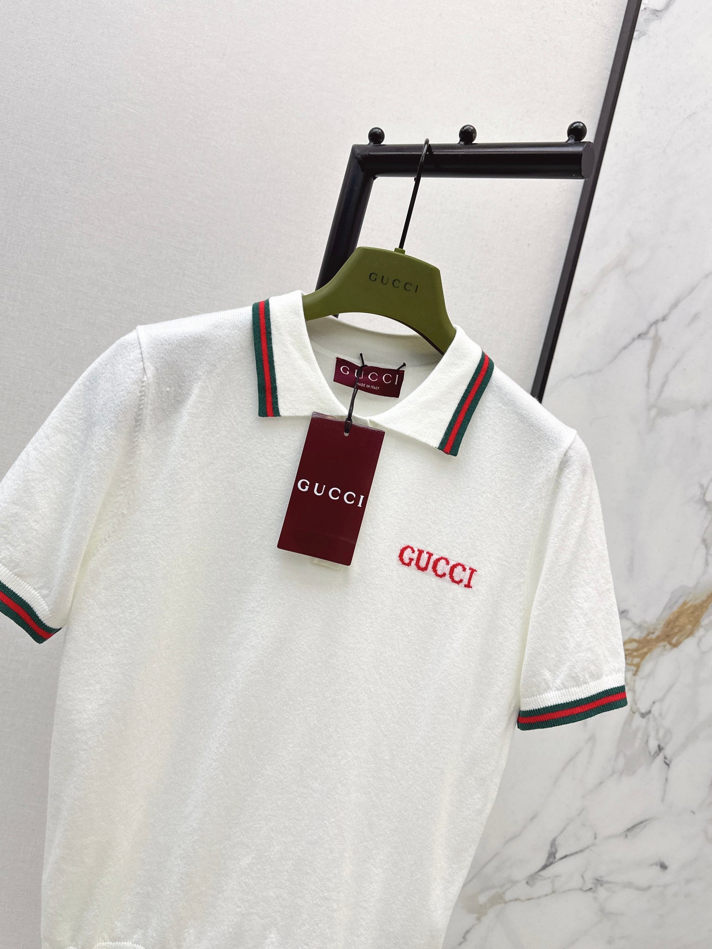 26ss Striped Collared Knit T-Shirt