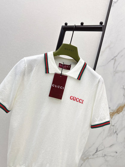 26ss Striped Collared Knit T-Shirt