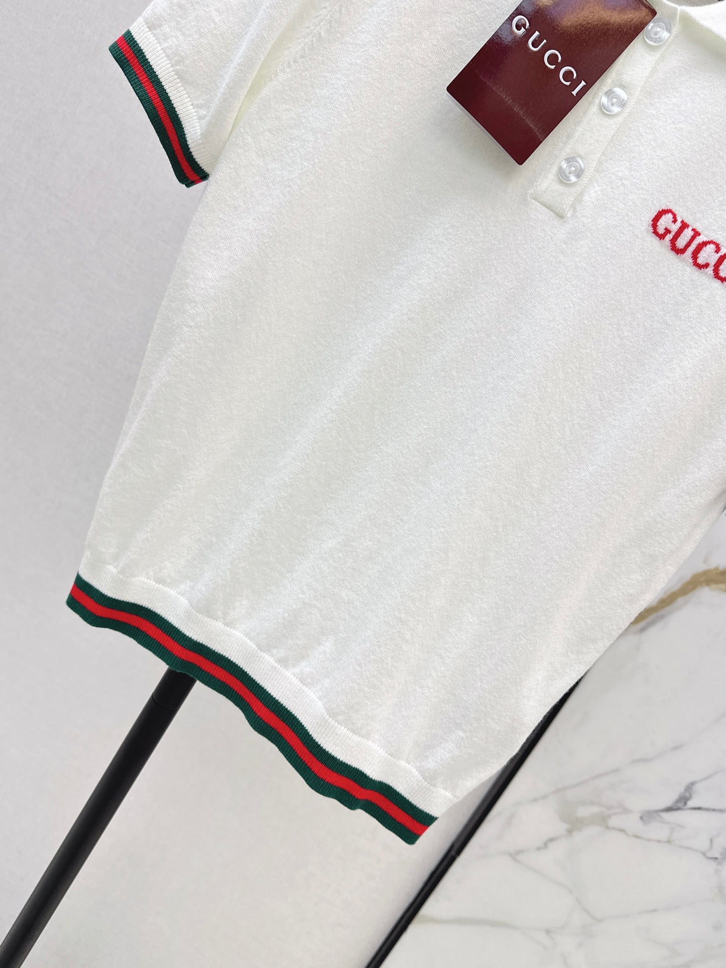 26ss Striped Collared Knit T-Shirt