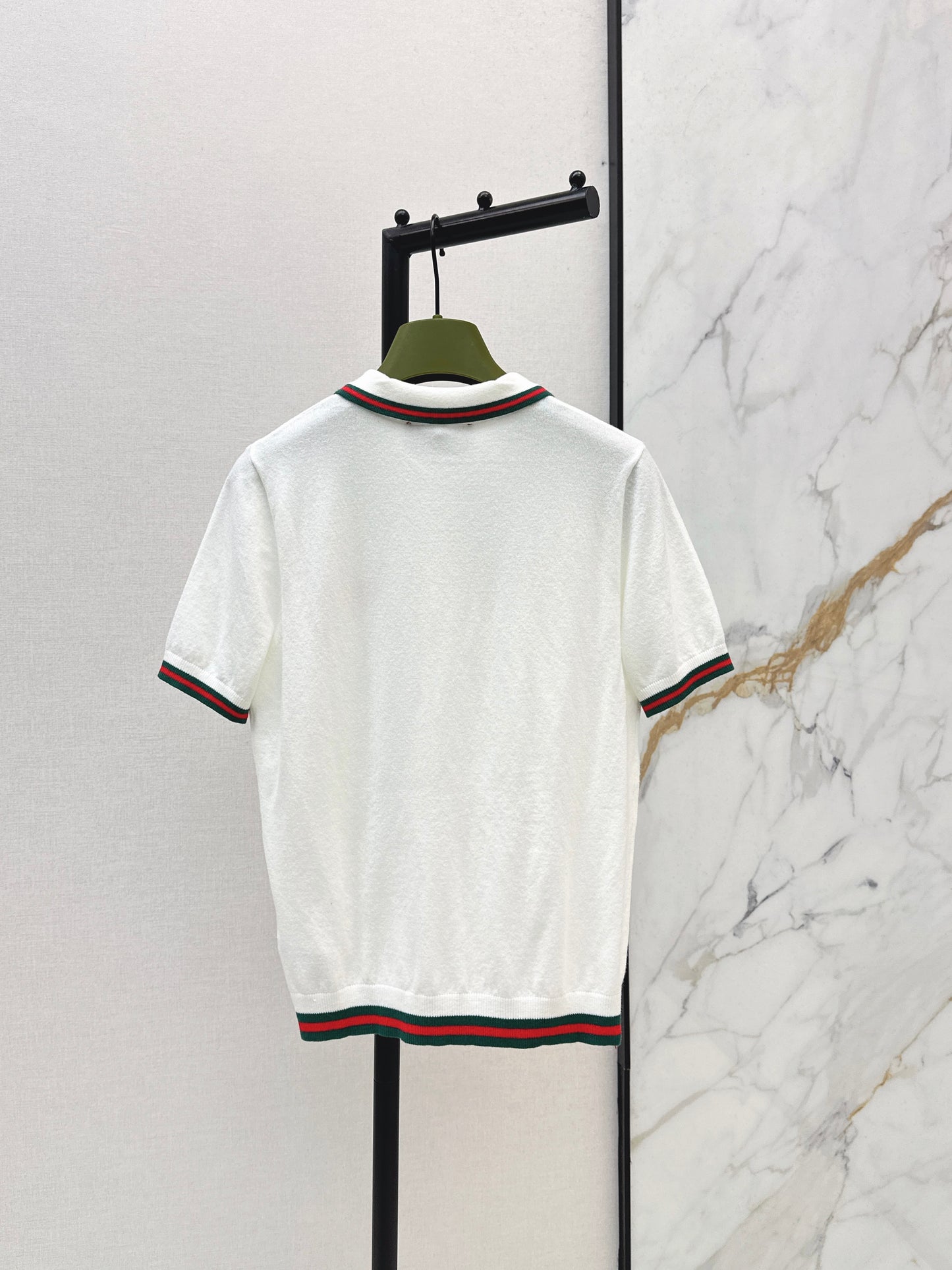26ss Striped Collared Knit T-Shirt
