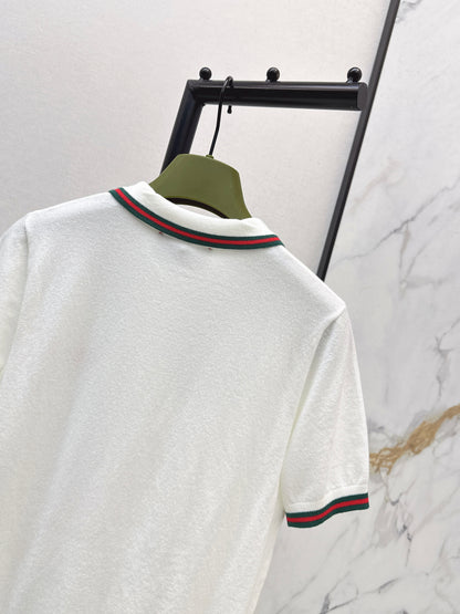 26ss Striped Collared Knit T-Shirt