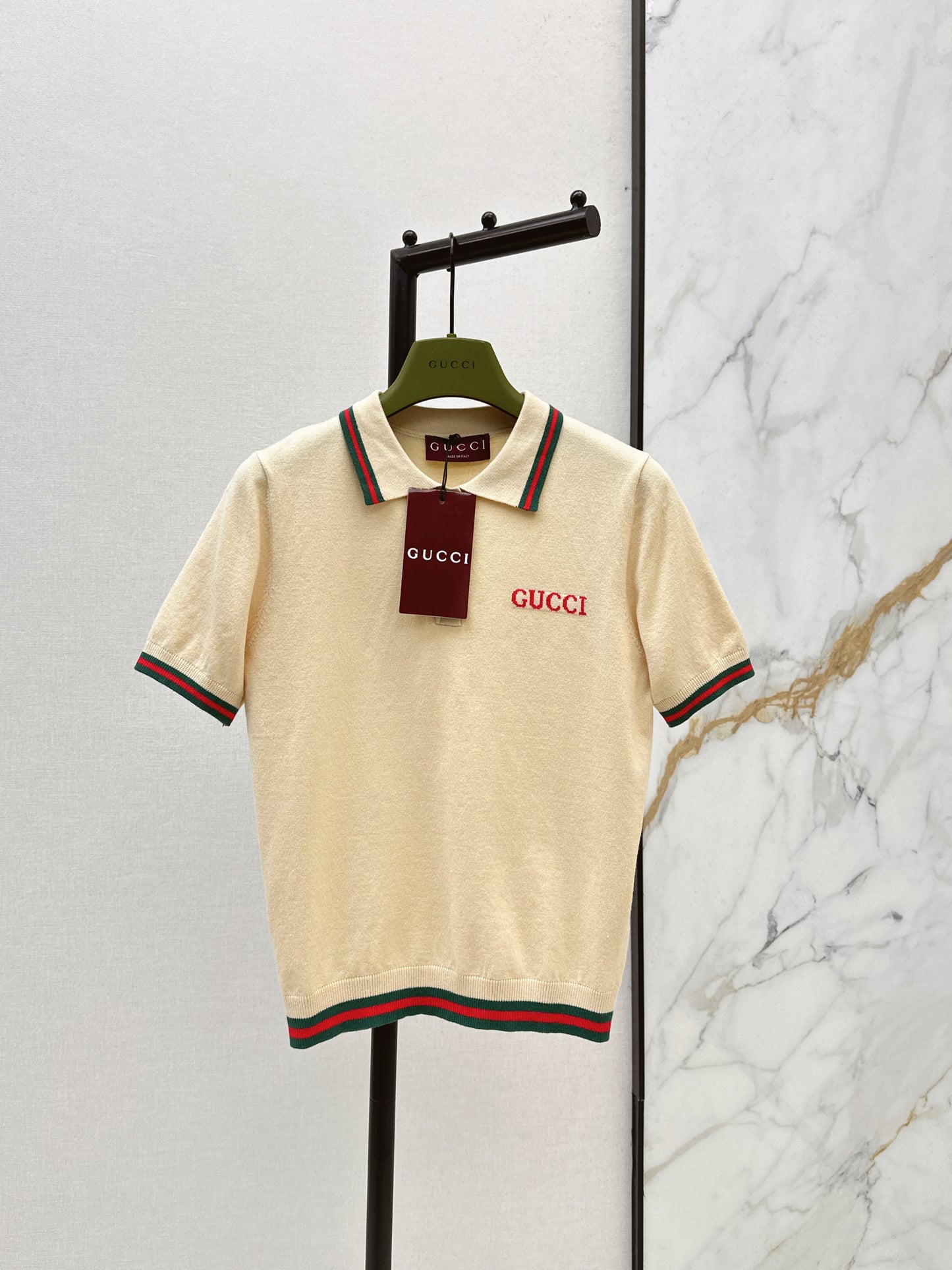 26ss Striped Collared Knit T-Shirt