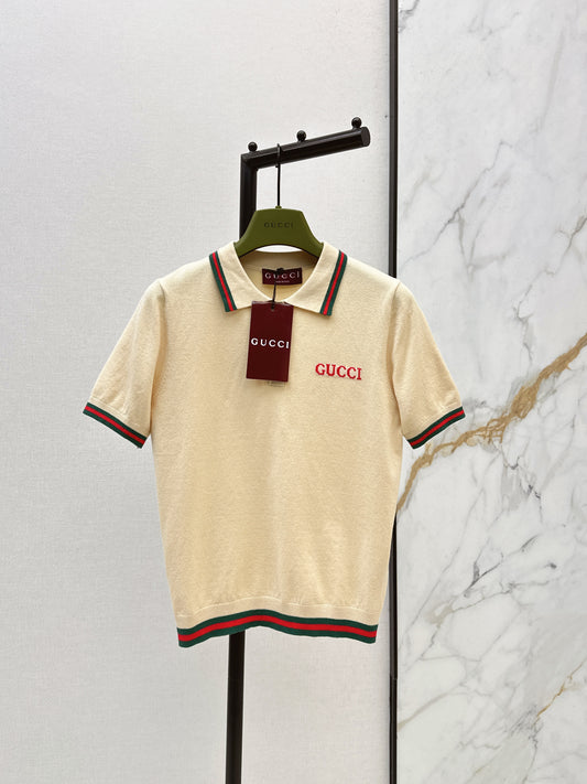 26ss Striped Collared Knit T-Shirt