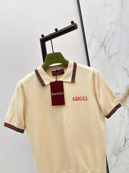 26ss Striped Collared Knit T-Shirt