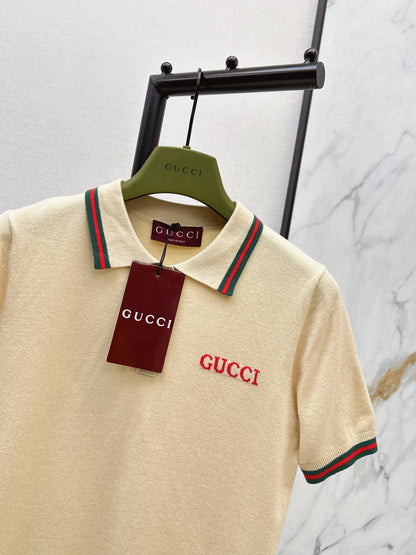 26ss Striped Collared Knit T-Shirt