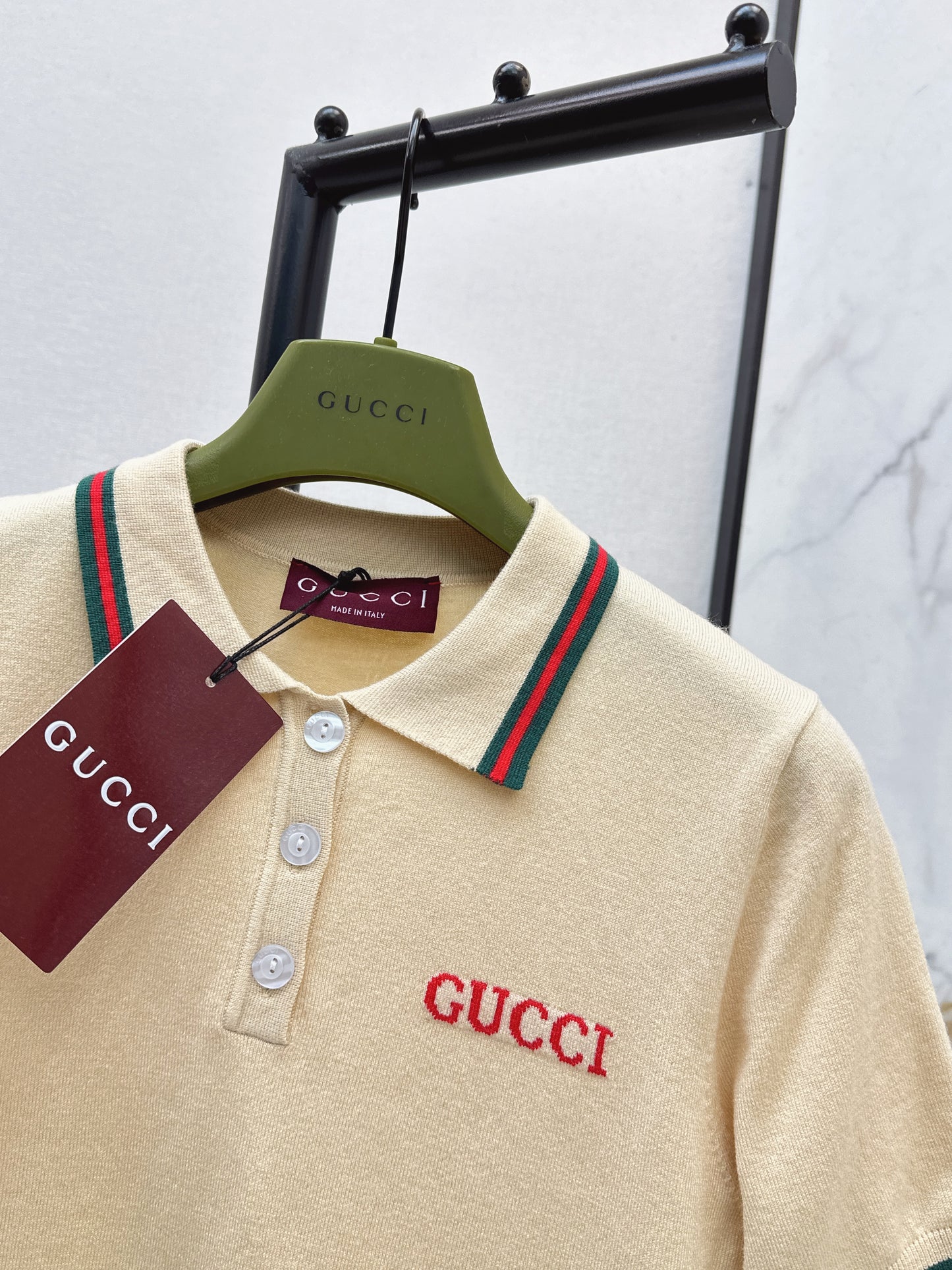 26ss Striped Collared Knit T-Shirt