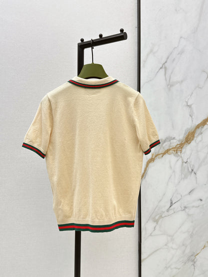 26ss Striped Collared Knit T-Shirt