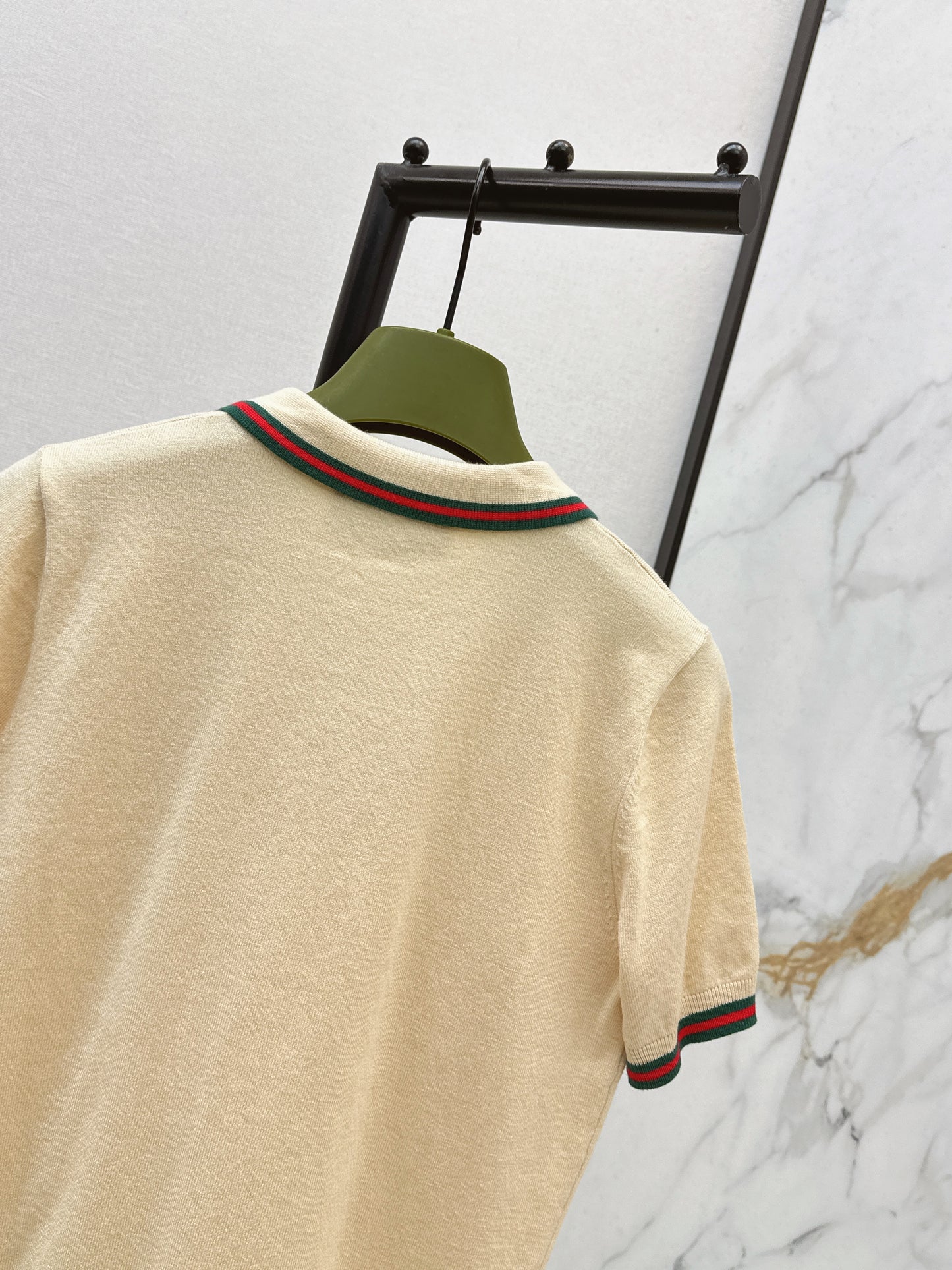 26ss Striped Collared Knit T-Shirt