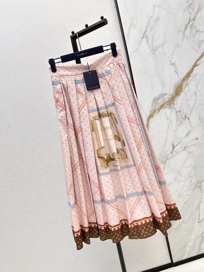 26ss Printed Sheer Shirt/Pleated Skirt