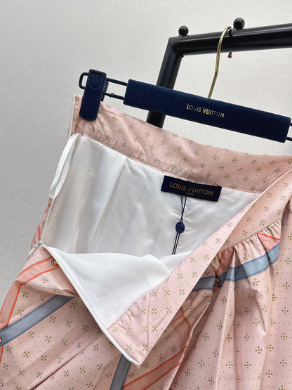 26ss Printed Sheer Shirt/Pleated Skirt
