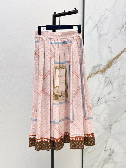 26ss Printed Sheer Shirt/Pleated Skirt
