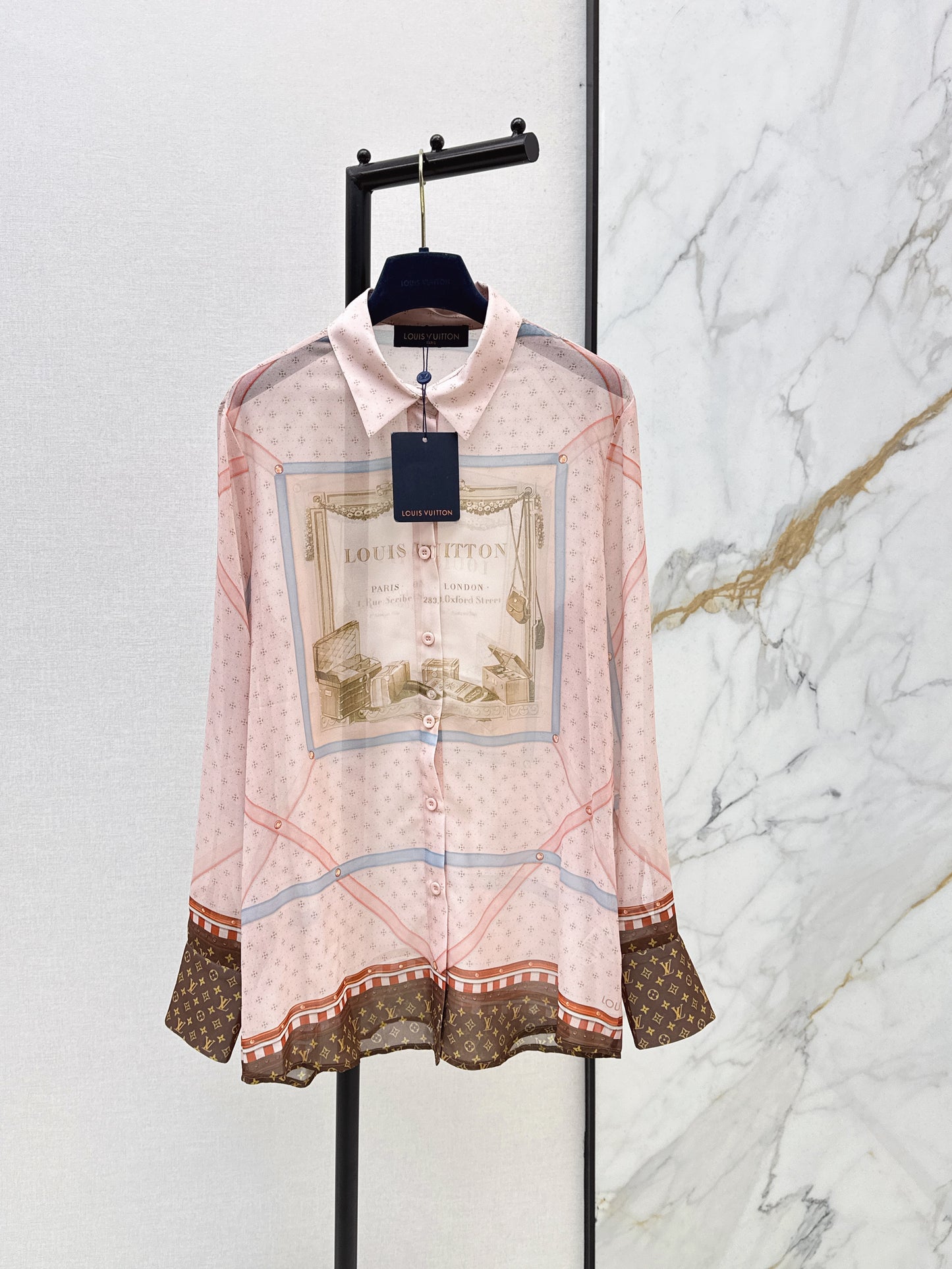 26ss Printed Sheer Shirt/Pleated Skirt