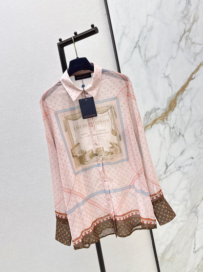 26ss Printed Sheer Shirt/Pleated Skirt