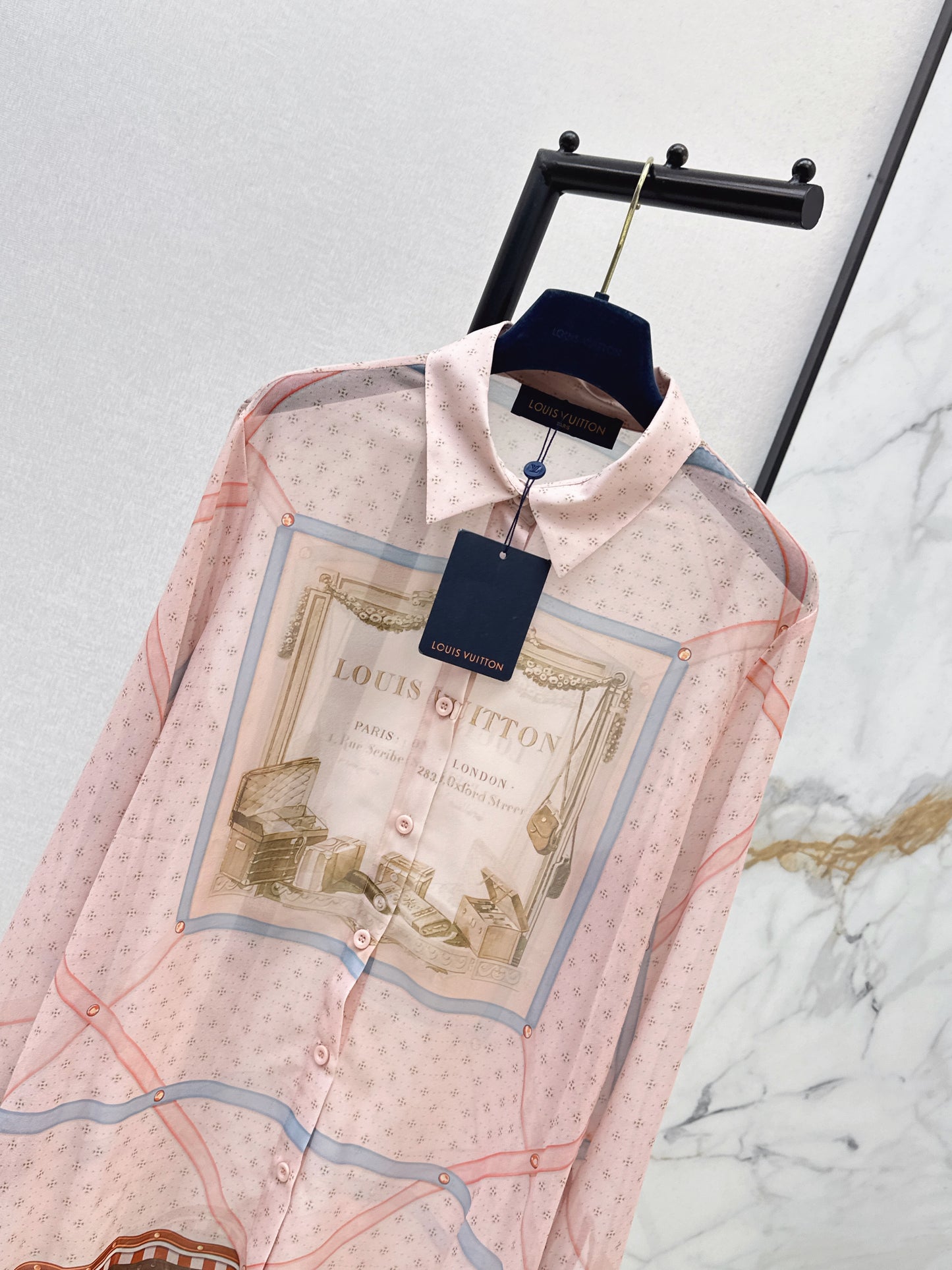 26ss Printed Sheer Shirt/Pleated Skirt
