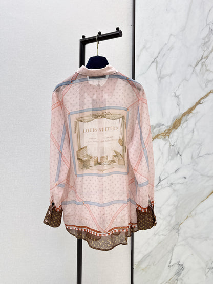 26ss Printed Sheer Shirt/Pleated Skirt