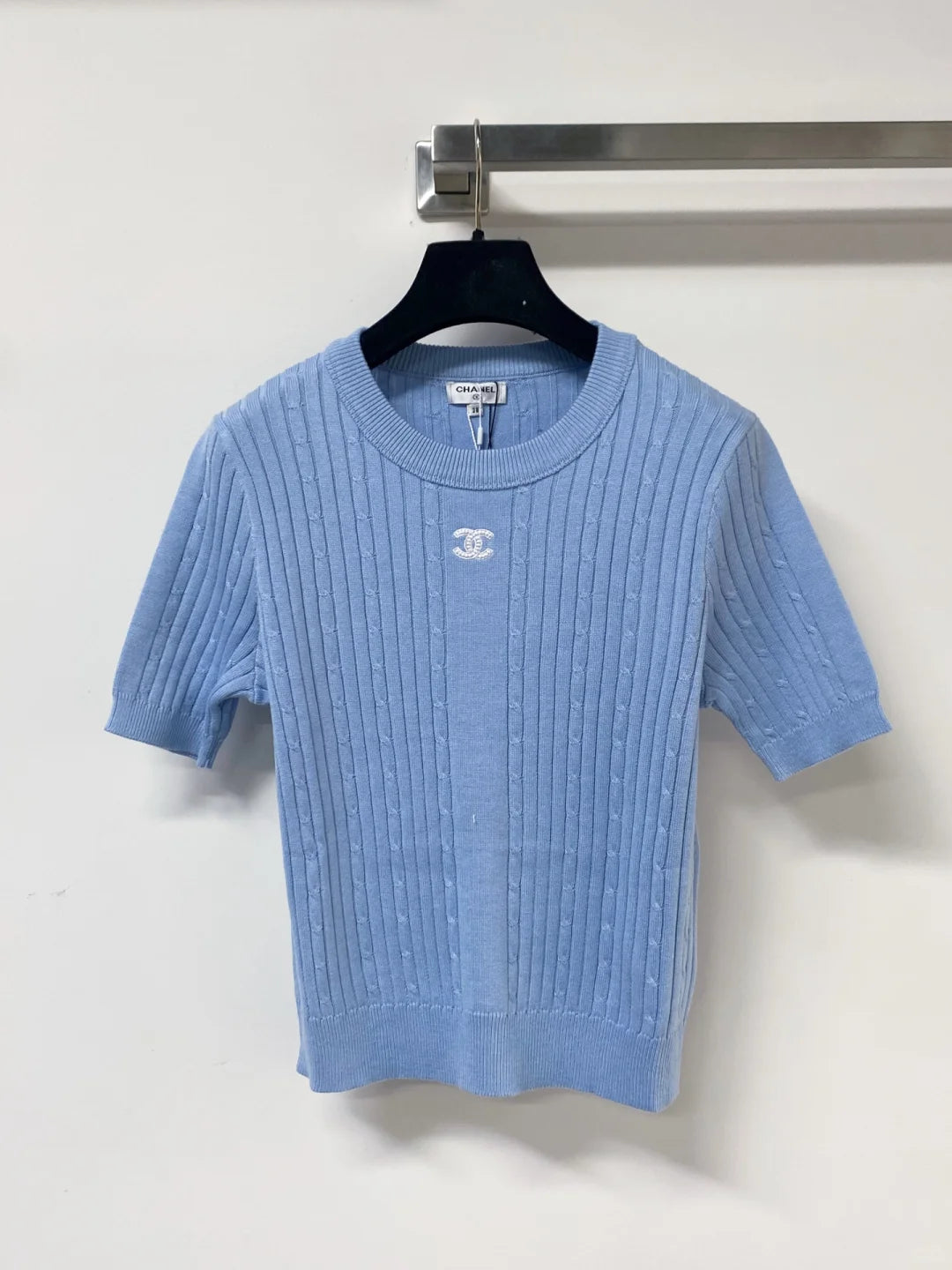 26ss Hollow-out logo lace T-shirt