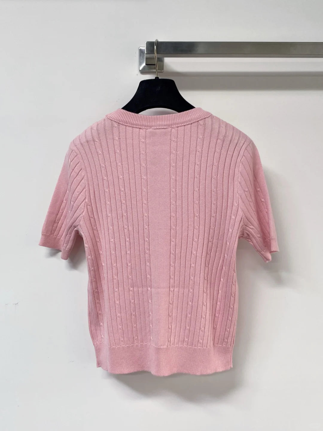 26ss Hollow-out logo lace T-shirt