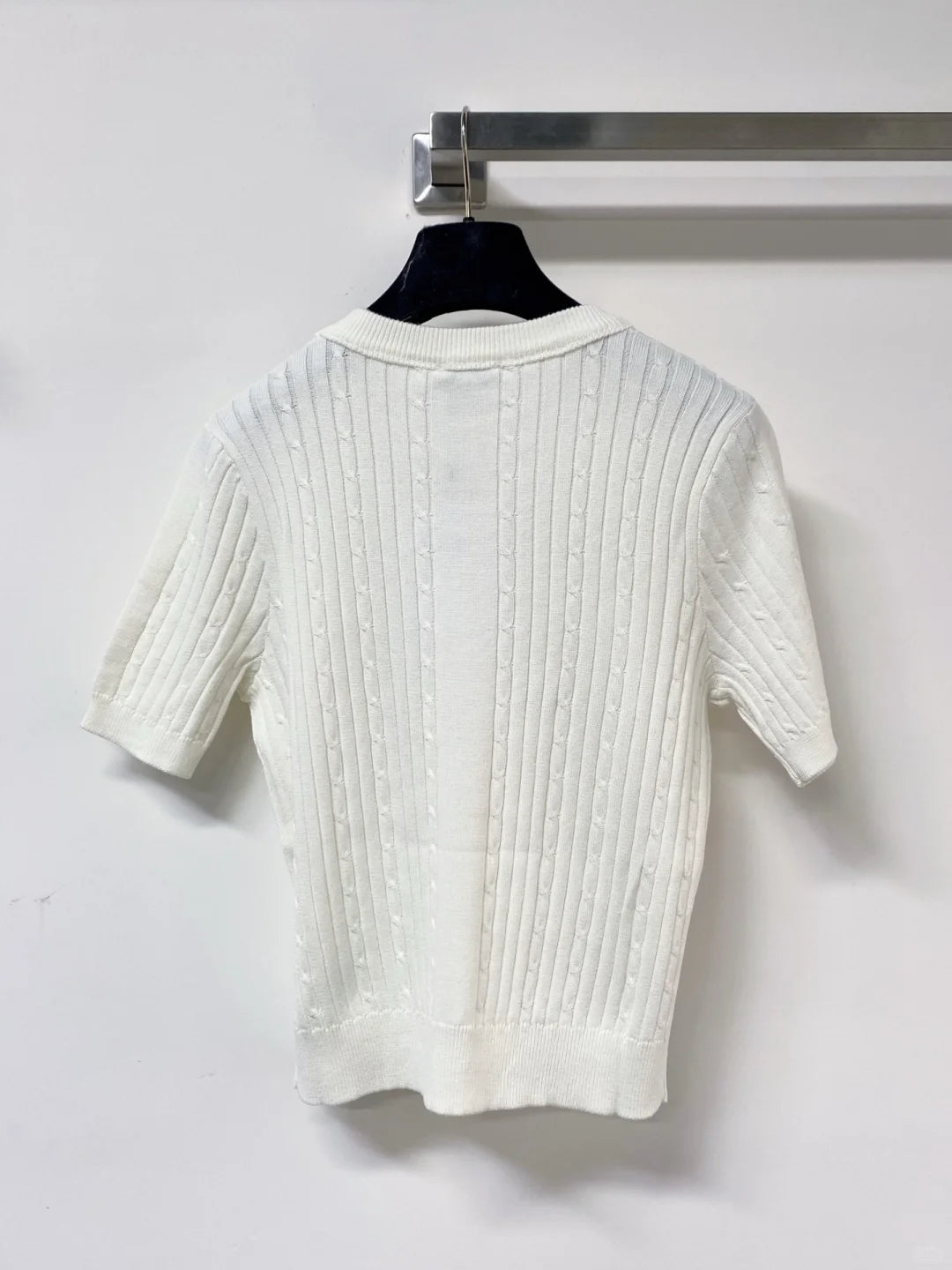 26ss Hollow-out logo lace T-shirt