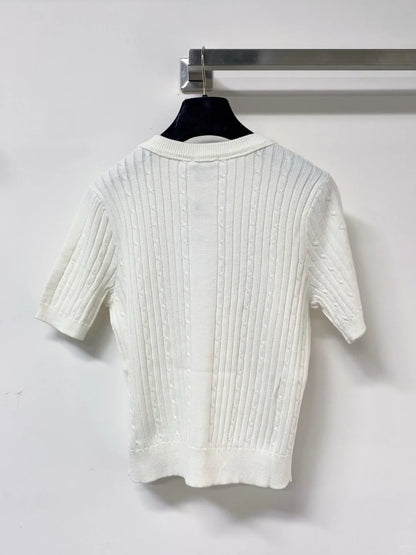 26ss Hollow-out logo lace T-shirt