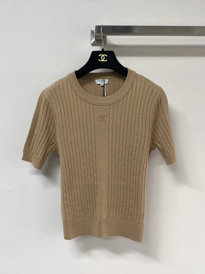 26ss Hollow-out logo lace T-shirt