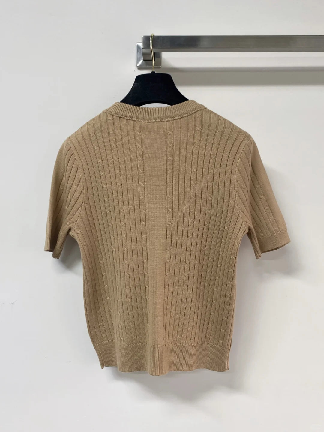 26ss Hollow-out logo lace T-shirt