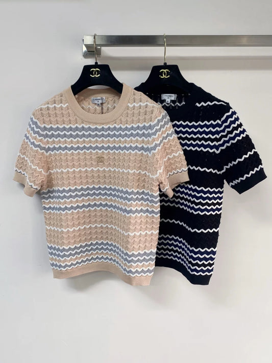 26ss Wavy knit short sleeve