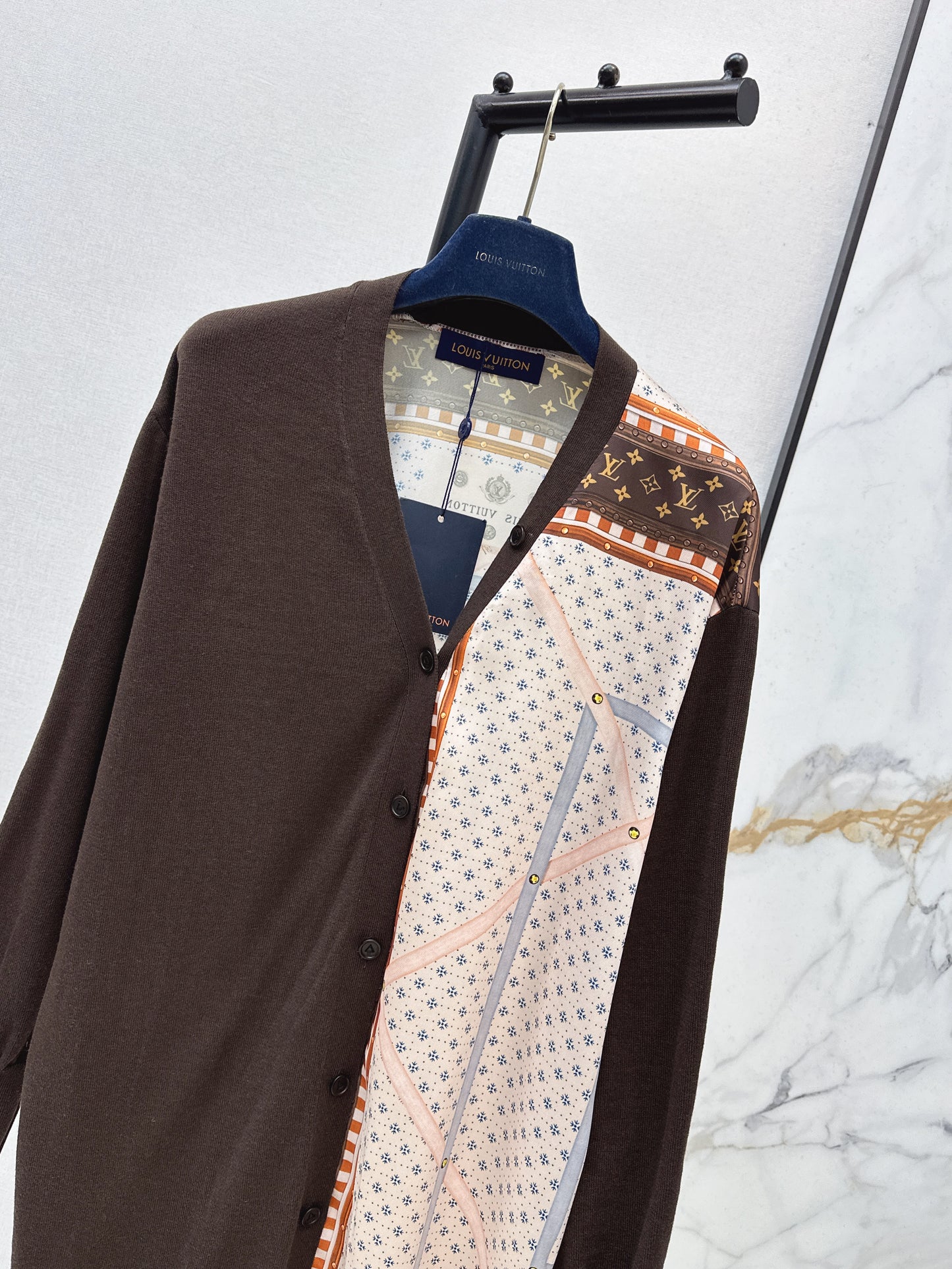 26ss Printed Patchwork Long Knit Cardigan