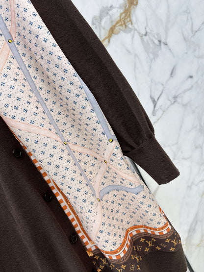 26ss Printed Patchwork Long Knit Cardigan