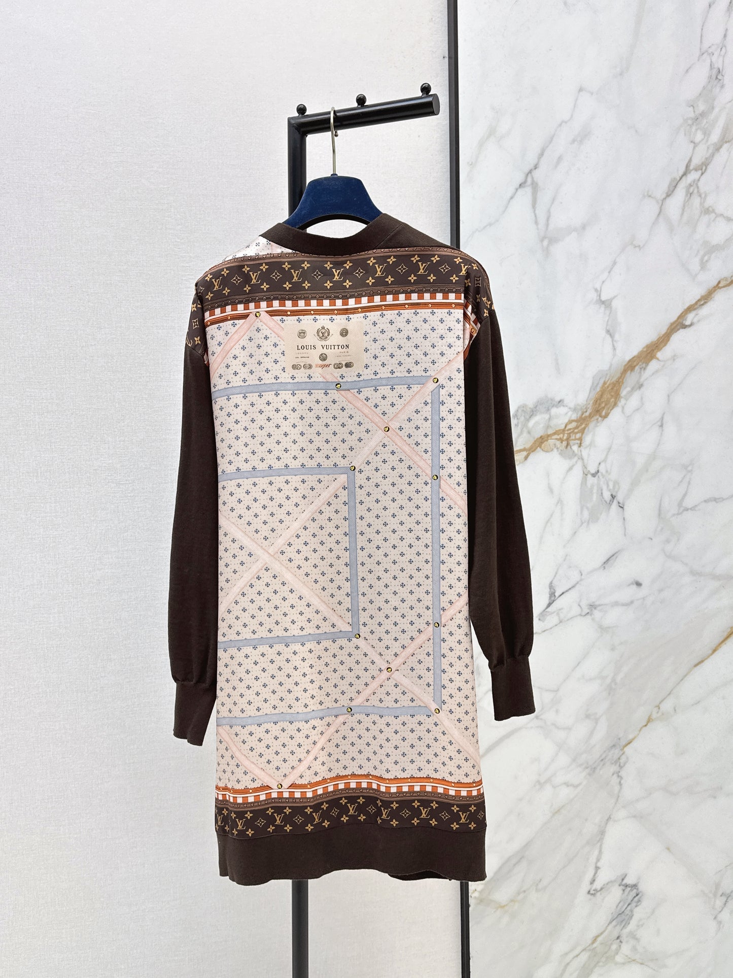 26ss Printed Patchwork Long Knit Cardigan