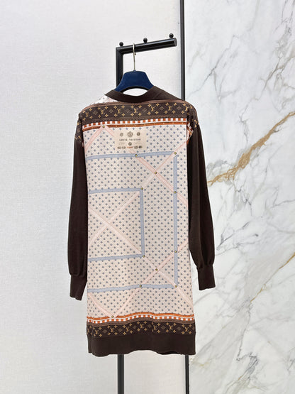26ss Printed Patchwork Long Knit Cardigan
