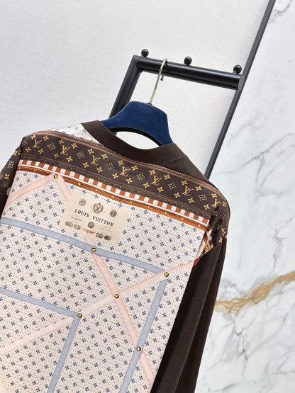 26ss Printed Patchwork Long Knit Cardigan