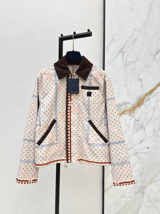 26ss Color-blocked collared printed jacket